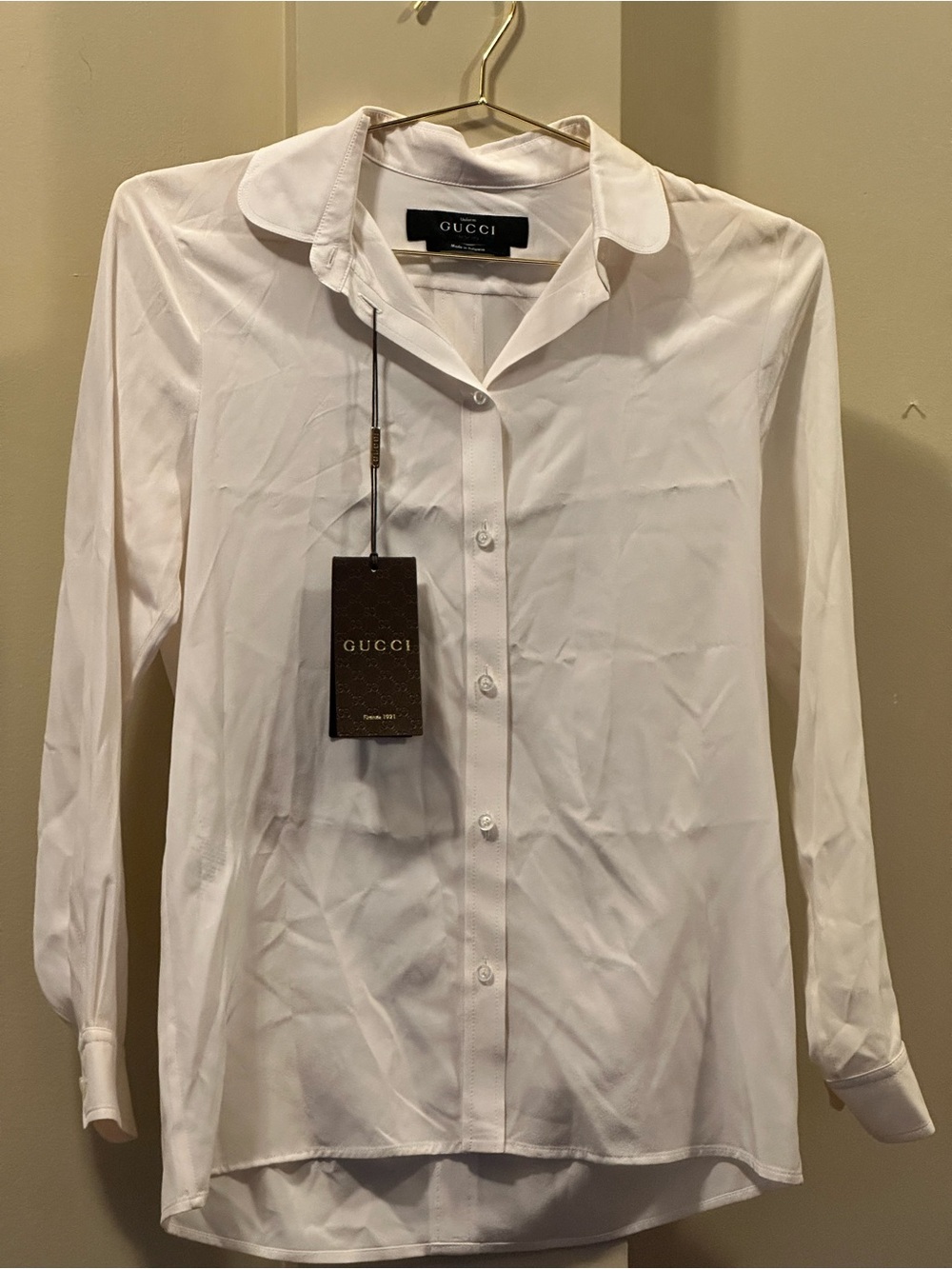 Gucci White Long-Sleeve Cotton Dress Shirt